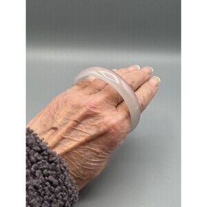 Icy Translucent Lavender White Natural Stone Bangle Bracelet 60mm 9mm